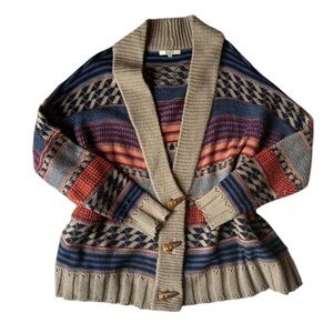 BB Dakota Women's Oversized Western Aztec Geometric Knit Cardigan Sweater Size M